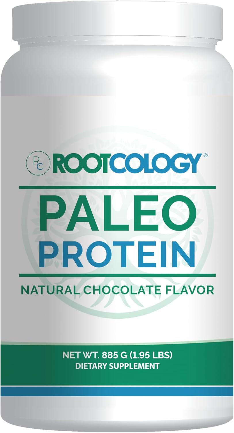 Dr. Izabella Wentz Rootcology Paleo Protein Powder - 21g Protein per Serving, Dairy-Free, Soy-Free, Natural Chocolate Flavor - 885g
