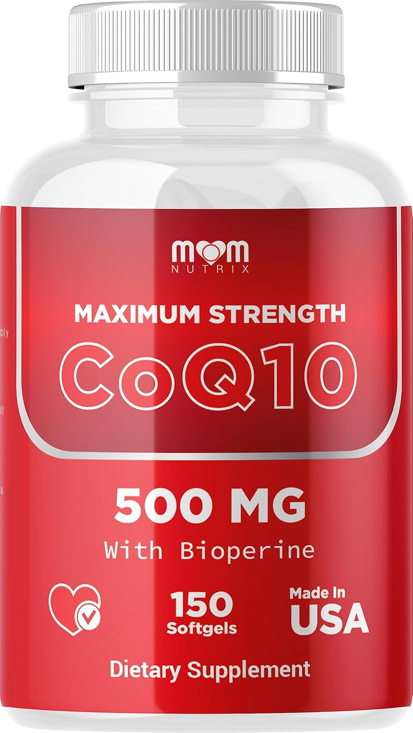 Dr. JOEL'S MOM Nutrix CoQ10 500mg Softgels with Bioperine for Enhanced Absorption - Cellular Energy Support - 150 Count - USA Made
