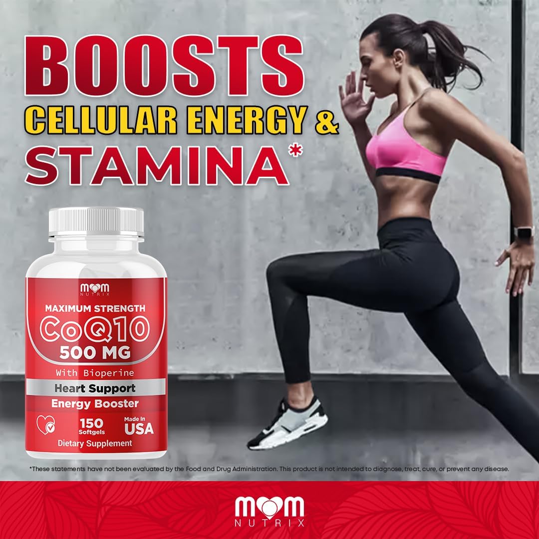 Dr. JOEL'S MOM Nutrix CoQ10 500mg Softgels with Bioperine for Enhanced Absorption - Cellular Energy Support - 150 Count - USA Made