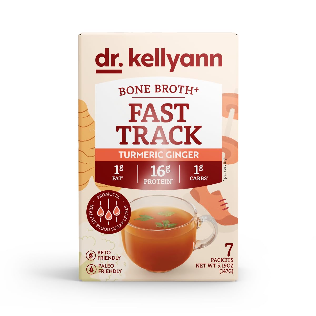 Dr. Kellyann Bone Broth Packets - 7 Servings, 16g Protein, Grass-Fed Collagen, Keto & Paleo-Friendly, 1 Box