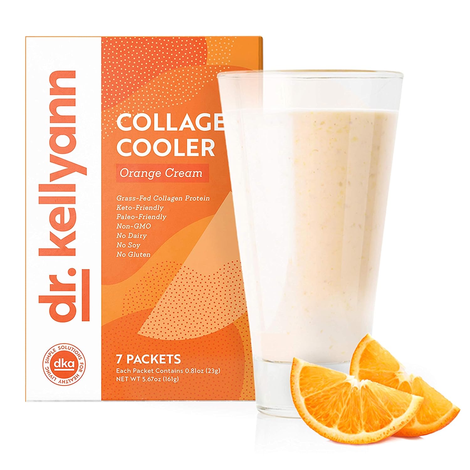 Dr. Kellyann Orange Cream Keto Shake Packets - 7 Servings, 15g Protein, Grass-Fed Collagen, Keto & Paleo-Friendly