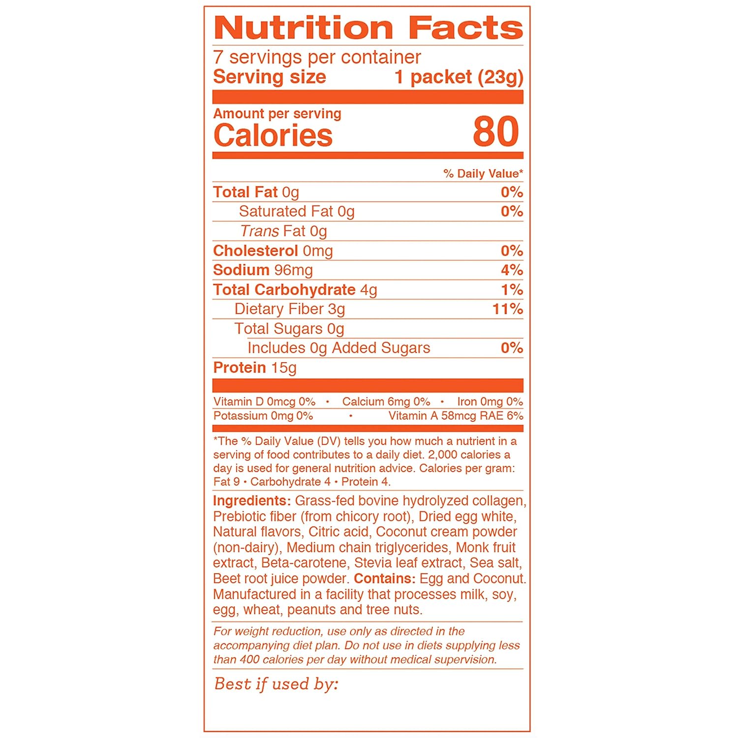 Dr. Kellyann Orange Cream Keto Shake Packets - 7 Servings, 15g Protein, Grass-Fed Collagen, Keto & Paleo-Friendly
