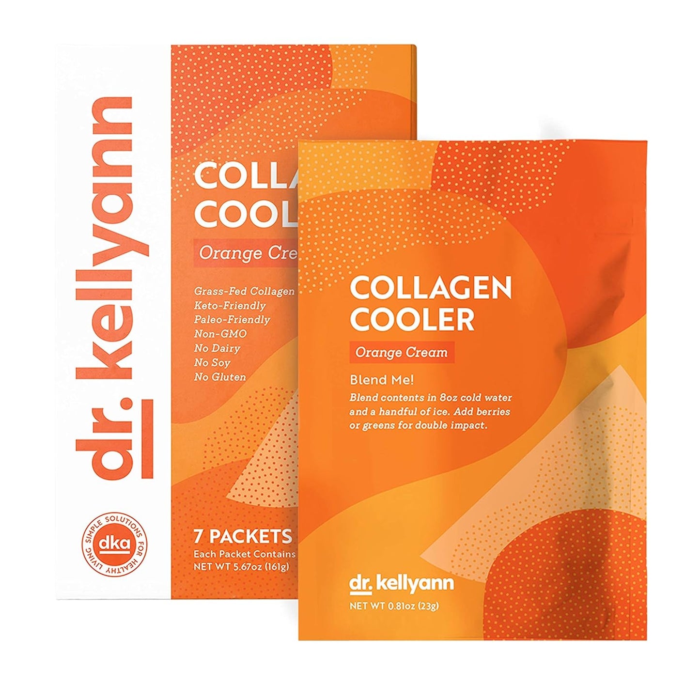 Dr. Kellyann Orange Cream Keto Shake Packets - 7 Servings, 15g Protein, Grass-Fed Collagen, Keto & Paleo-Friendly
