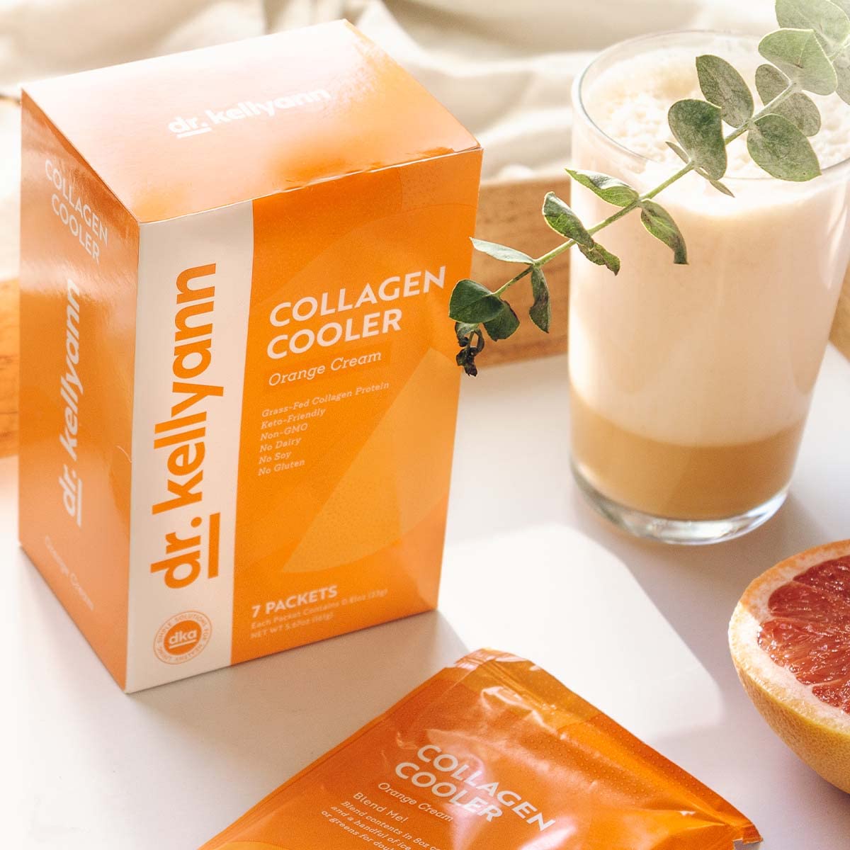Dr. Kellyann Orange Cream Keto Shake Packets - 7 Servings, 15g Protein, Grass-Fed Collagen, Keto & Paleo-Friendly