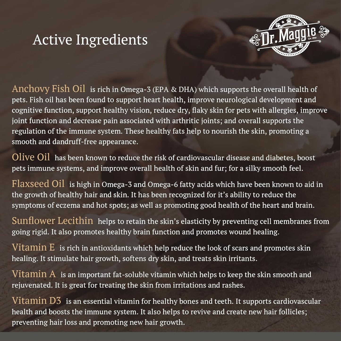 Dr. Maggie Omega 3 Supplement for Skin and Coat | Fish Oil, Flax, and Olive Oil | 480 ml Bottle