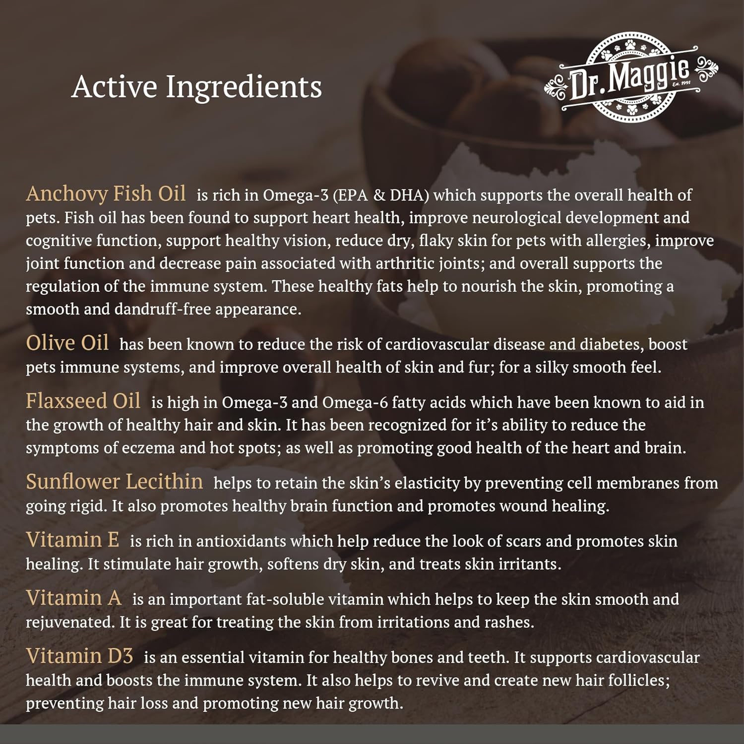 Dr. Maggie Omega 3 Supplement for Skin and Coat | Fish Oil, Flax, and Olive Oil | 480 ml Bottle