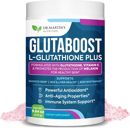Dr. Martin's Glutathione Powder with Collagen, Vitamin C - Skin Whitening & Anti-Aging Formula - Powerful Antioxidant