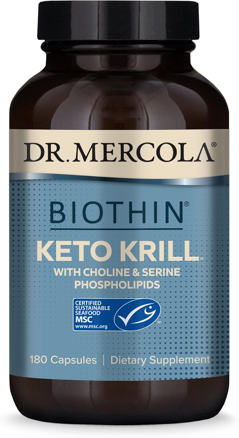 Dr. Mercola Keto Krill Oil Supplement - 90 Servings (180 Capsules) Omega 3 Fatty Acids, MSC Certified, Non-GMO, Soy-Free, Gluten-Free