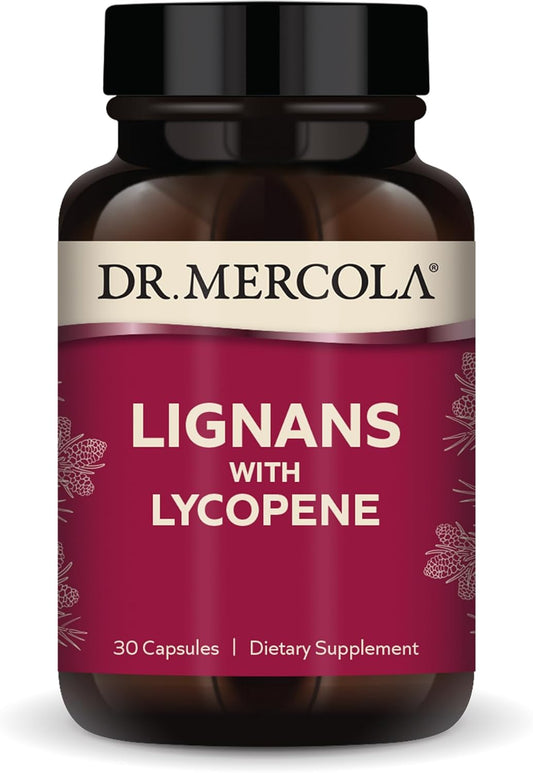 Dr. Mercola Lignans with Lycopene Supplement - 30 Capsules, Non-GMO, Soy-Free, Gluten-Free