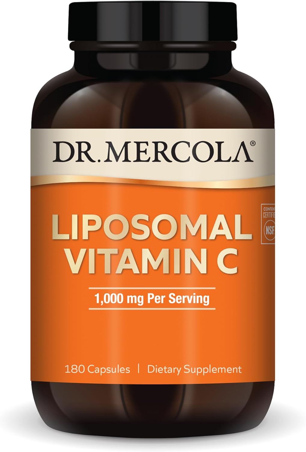 Dr. Mercola Liposomal Vitamin C 1000mg - 90 Servings (180 Capsules) - Immune Health Support - Non GMO - NSF Certified