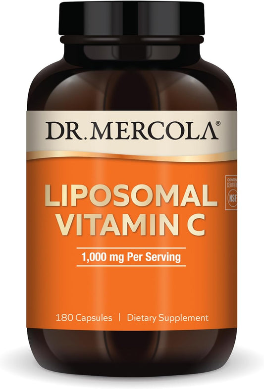Dr. Mercola Liposomal Vitamin C 1000mg - 90 Servings (180 Capsules) - Immune Health Support - Non GMO - NSF Certified