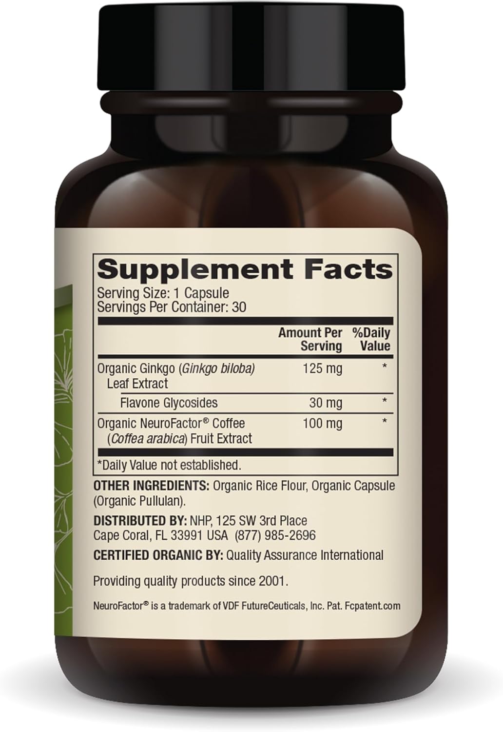 Dr. Mercola Organic Ginkgo Biloba with Coffee Fruit Extract Dietary Supplement, 30 Servings per Container (30 Capsules), Supports Mitochondrial Health as Well as Brain and Cognitive Function