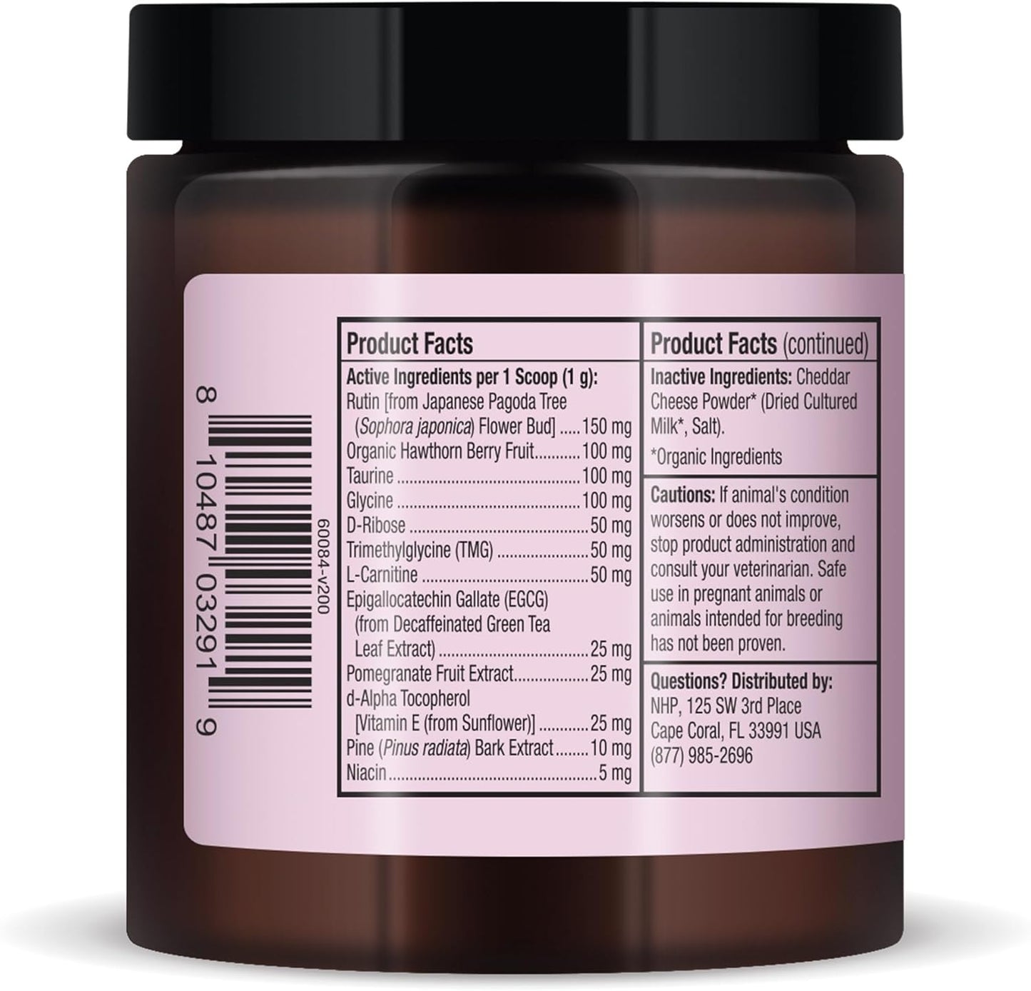 Dr. Mercola's Heart Health Supplement for Dogs & Cats, Cheddar Cheese Flavor, 90 Scoops, 3.17 oz, Supports Cardiovascular Function, Veterinarian Formulated