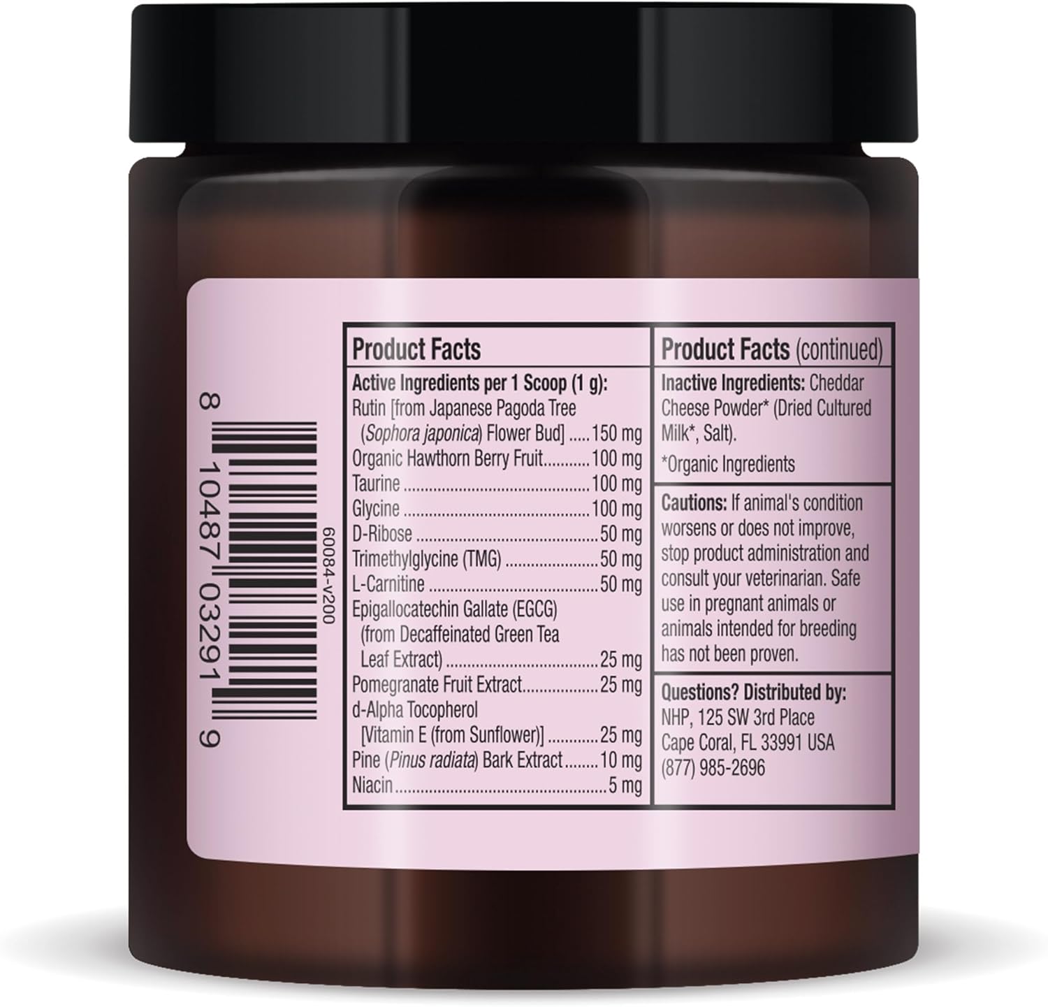 Dr. Mercola's Heart Health Supplement for Dogs & Cats, Cheddar Cheese Flavor, 90 Scoops, 3.17 oz, Supports Cardiovascular Function, Veterinarian Formulated