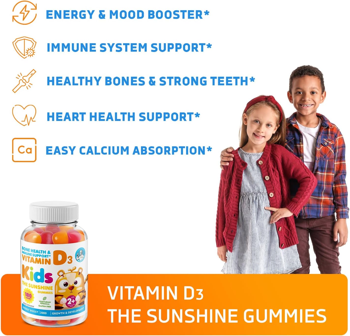 Dr. Moritz Vitamin D Gummies - 2000 IU Chewable Supplement for Kids & Adults - Immune Support - Vegetarian & Gelatin-Free - 180 Count