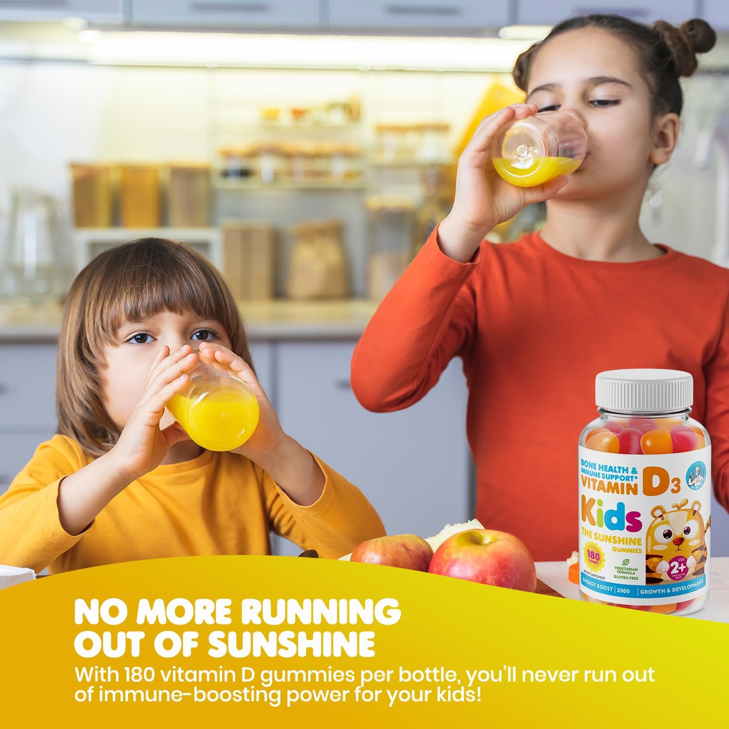 Dr. Moritz Vitamin D Gummies - 2000 IU Chewable Supplement for Kids & Adults - Immune Support - Vegetarian & Gelatin-Free - 180 Count