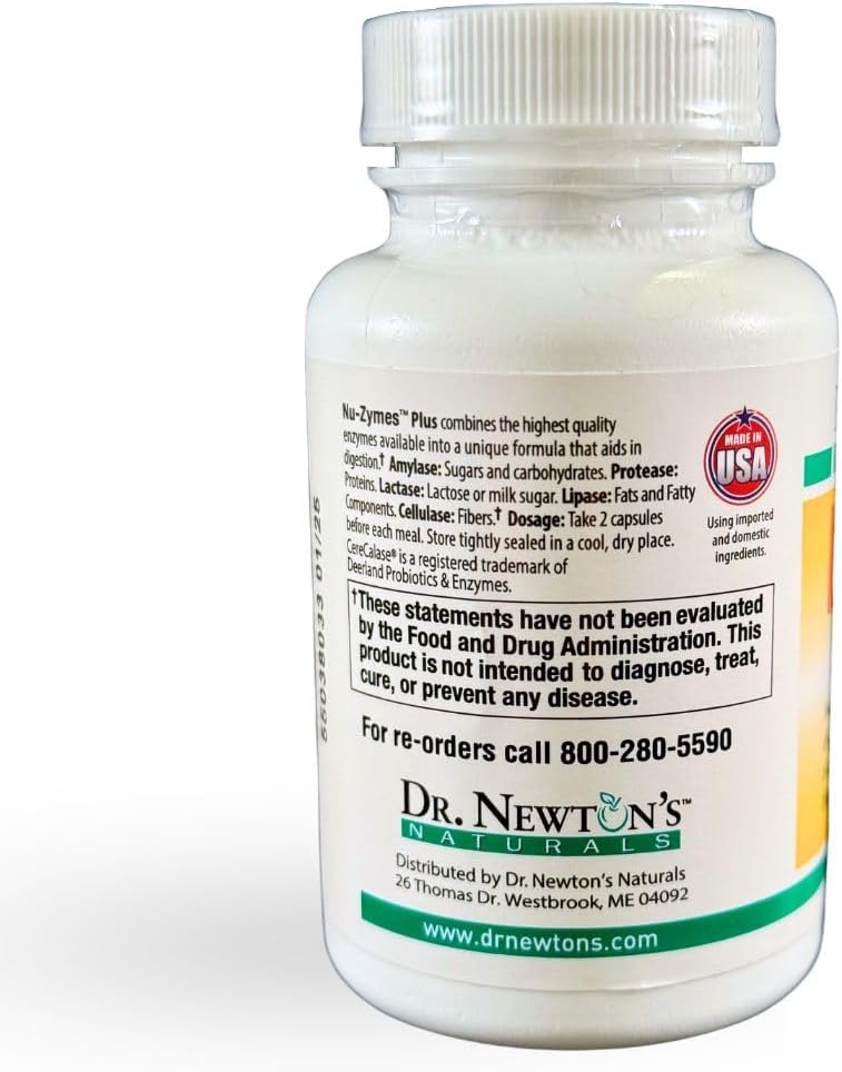 Dr. Newton's Naturals Nu-Zymes Plus: 90 Vegetarian Digestive Enzyme Capsules for SelfCare+