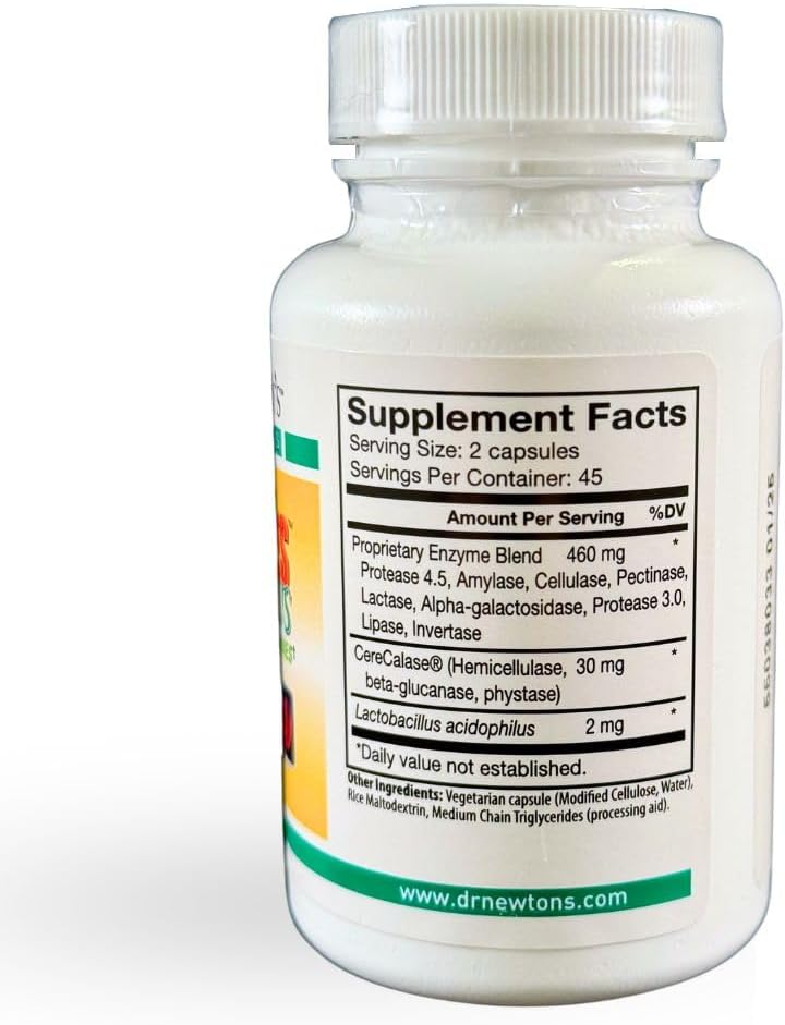 Dr. Newton's Naturals Nu-Zymes Plus: 90 Vegetarian Digestive Enzyme Capsules for SelfCare+
