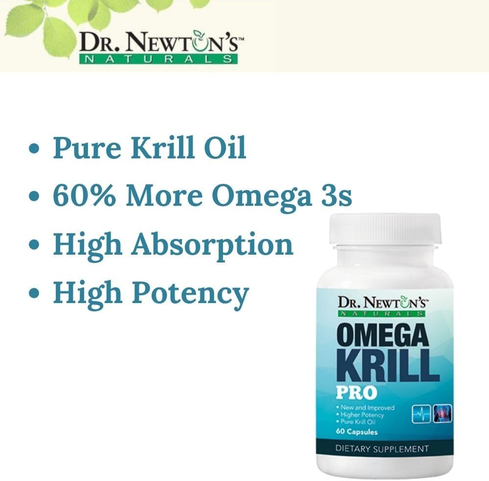Dr. Newton’s Naturals OmegaKrill Pro EPA & DHA Softgels for Brain, Joints, and Eyes - Omega 3 from Pristine Krill Oil - 60 Count