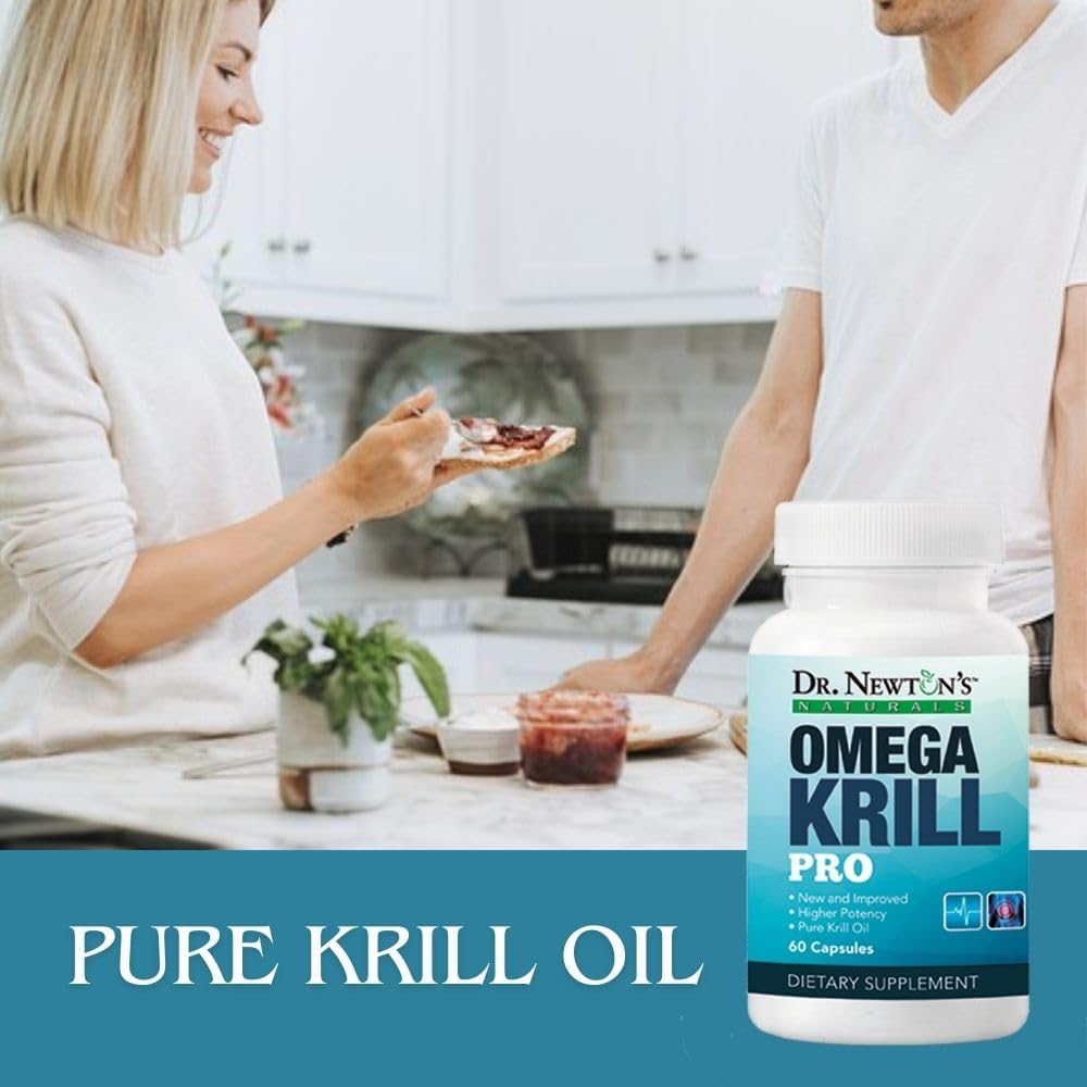 Dr. Newton’s Naturals OmegaKrill Pro EPA & DHA Softgels for Brain, Joints, and Eyes - Omega 3 from Pristine Krill Oil - 60 Count