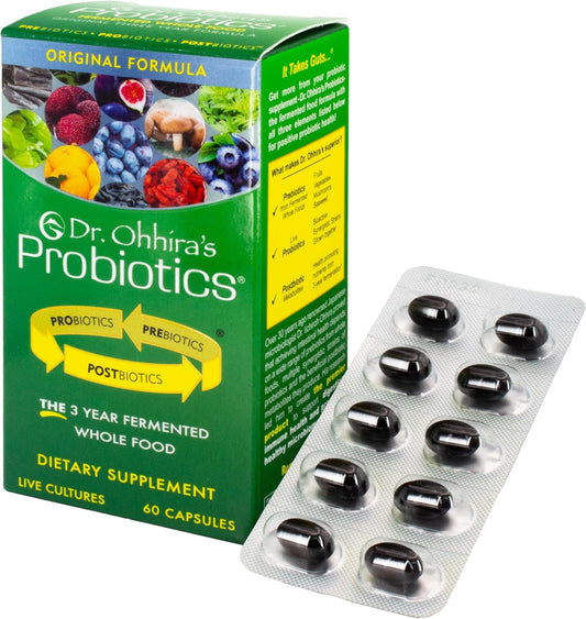 Dr. Ohhira’s Probiotics Original Formula - 3 Year Fermented Prebiotics - Live Probiotics - Postbiotic Metabolites - 60 Capsules