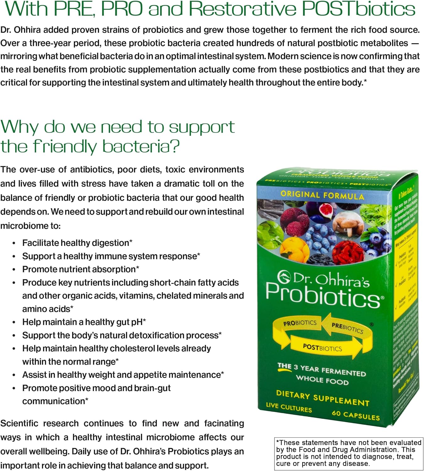Dr. Ohhira’s Probiotics Original Formula - 3 Year Fermented Prebiotics - Live Probiotics - Postbiotic Metabolites - 60 Capsules