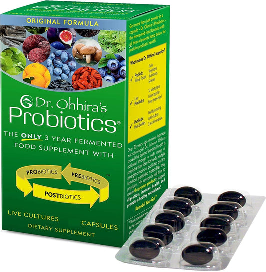 Dr. Ohhira’s Probiotics Original Formula with 3 Year Fermented Prebiotics - 100 Capsules, Live Active Probiotics, Postbiotic Metabolites