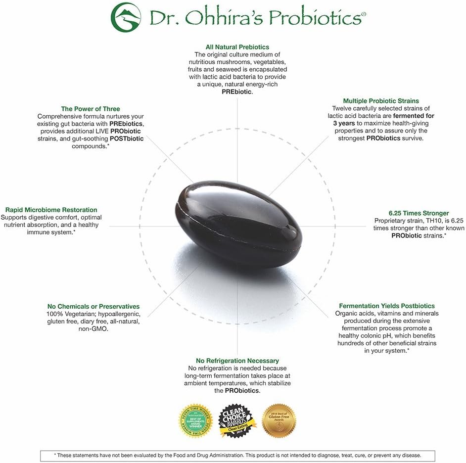 Dr. Ohhira’s Probiotics Original Formula with 3 Year Fermented Prebiotics - 100 Capsules, Live Active Probiotics, Postbiotic Metabolites