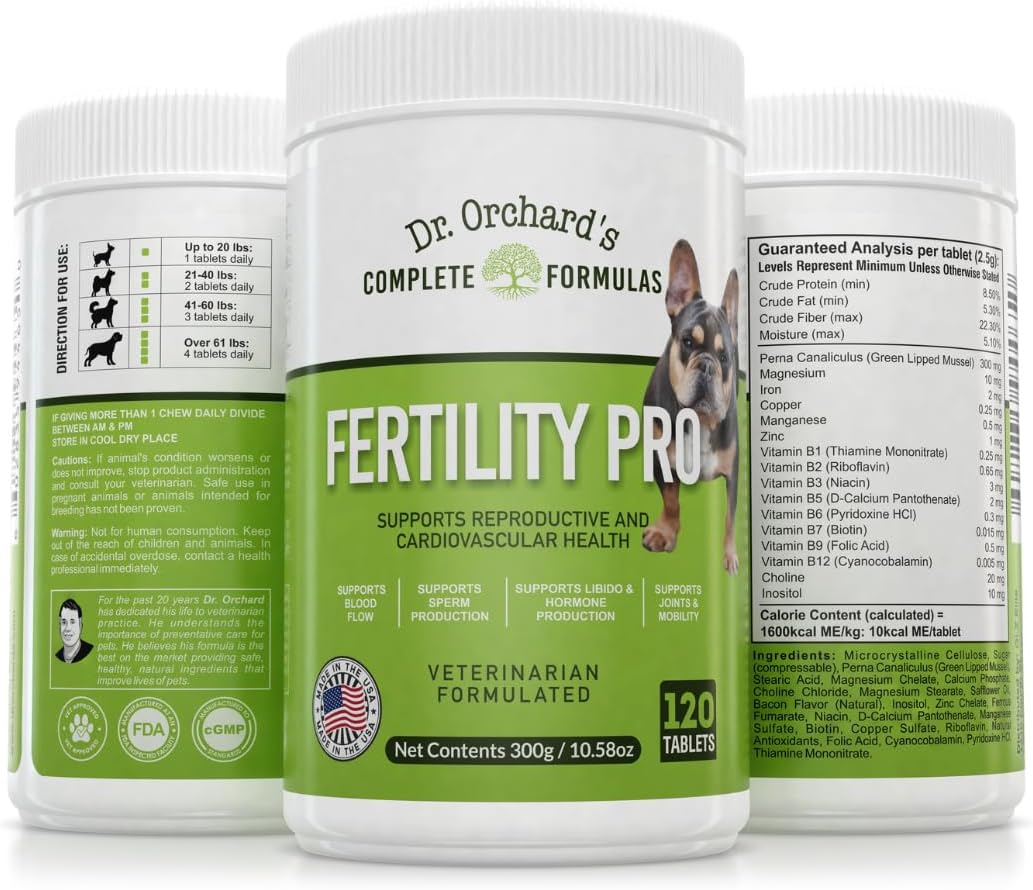 Dr. Orchard's Fertility Pro for Dogs - Vet Formulated Supplement for Male and Female Dogs - 120ct