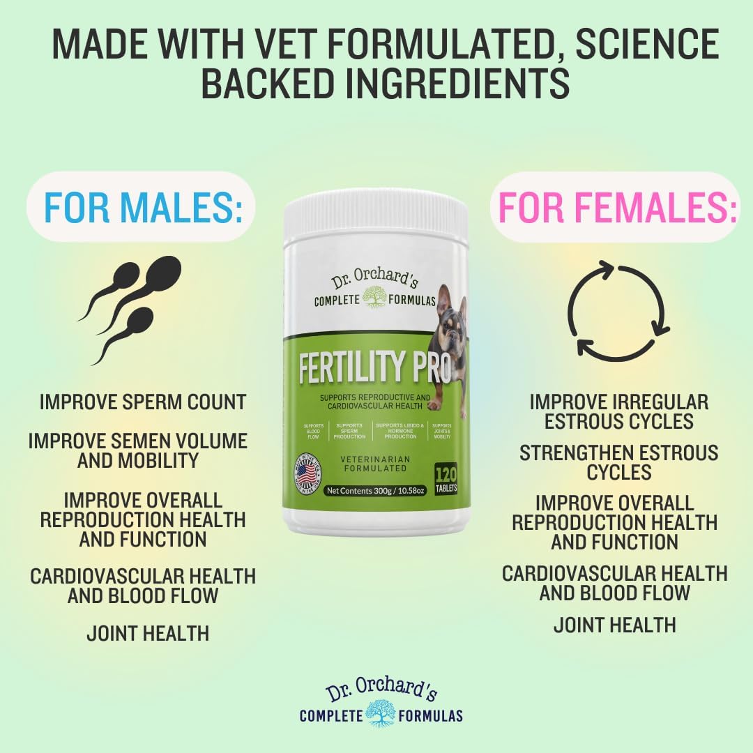 Dr. Orchard's Fertility Pro for Dogs - Vet Formulated Supplement for Male and Female Dogs - 120ct