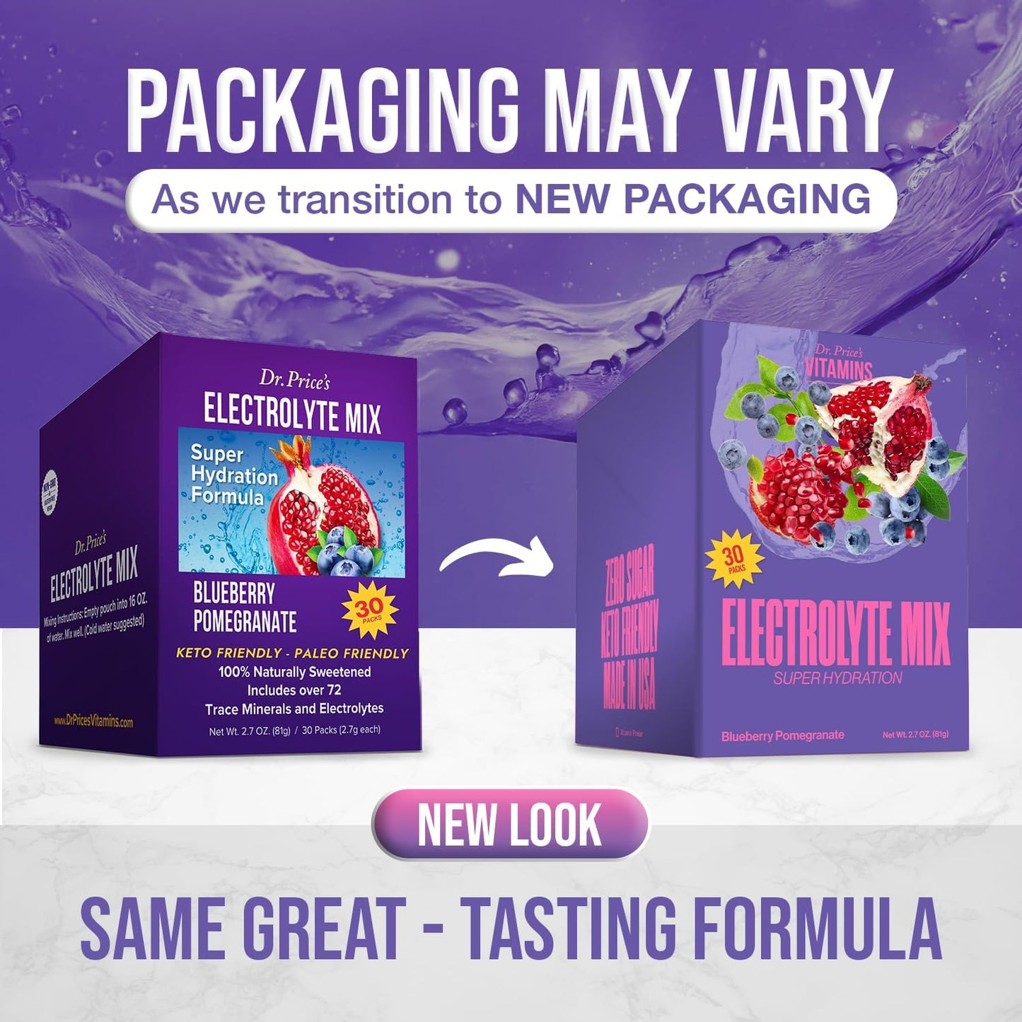 Dr. Price Electrolytes Powder Packets - Hydration Mix with No Sugar - Keto-Friendly Electrolyte Supplement - Fasting Water Enhancer (30 Packets)