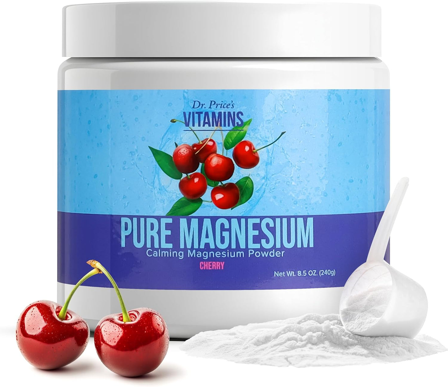 Dr. Price's Calming Magnesium Powder: Pure, Natural Anti-Stress Supplement - 60 Servings - Cherry Flavor - Non-GMO & Gluten Free