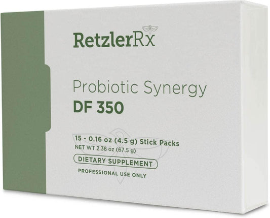 Dr. RetzlerRx Probiotic Synergy DF 350 - High Potency 18-Strain Supplement for Immune & Gut Health - 350 Billion CFU Dairy-Free Stick Packs