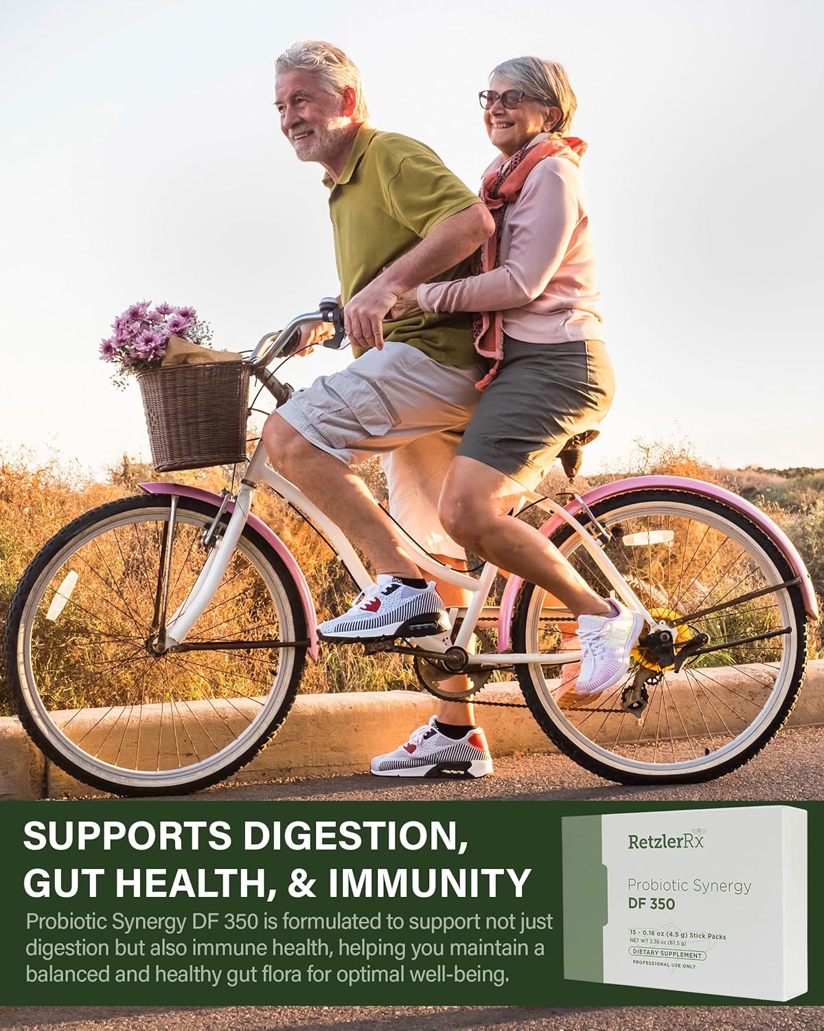 Dr. RetzlerRx Probiotic Synergy DF 350 - High Potency 18-Strain Supplement for Immune & Gut Health - 350 Billion CFU Dairy-Free Stick Packs