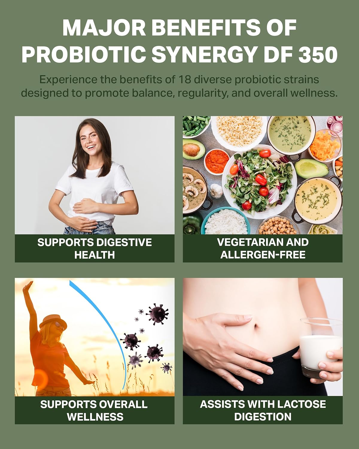 Dr. RetzlerRx Probiotic Synergy DF 350 - High Potency 18-Strain Supplement for Immune & Gut Health - 350 Billion CFU Dairy-Free Stick Packs