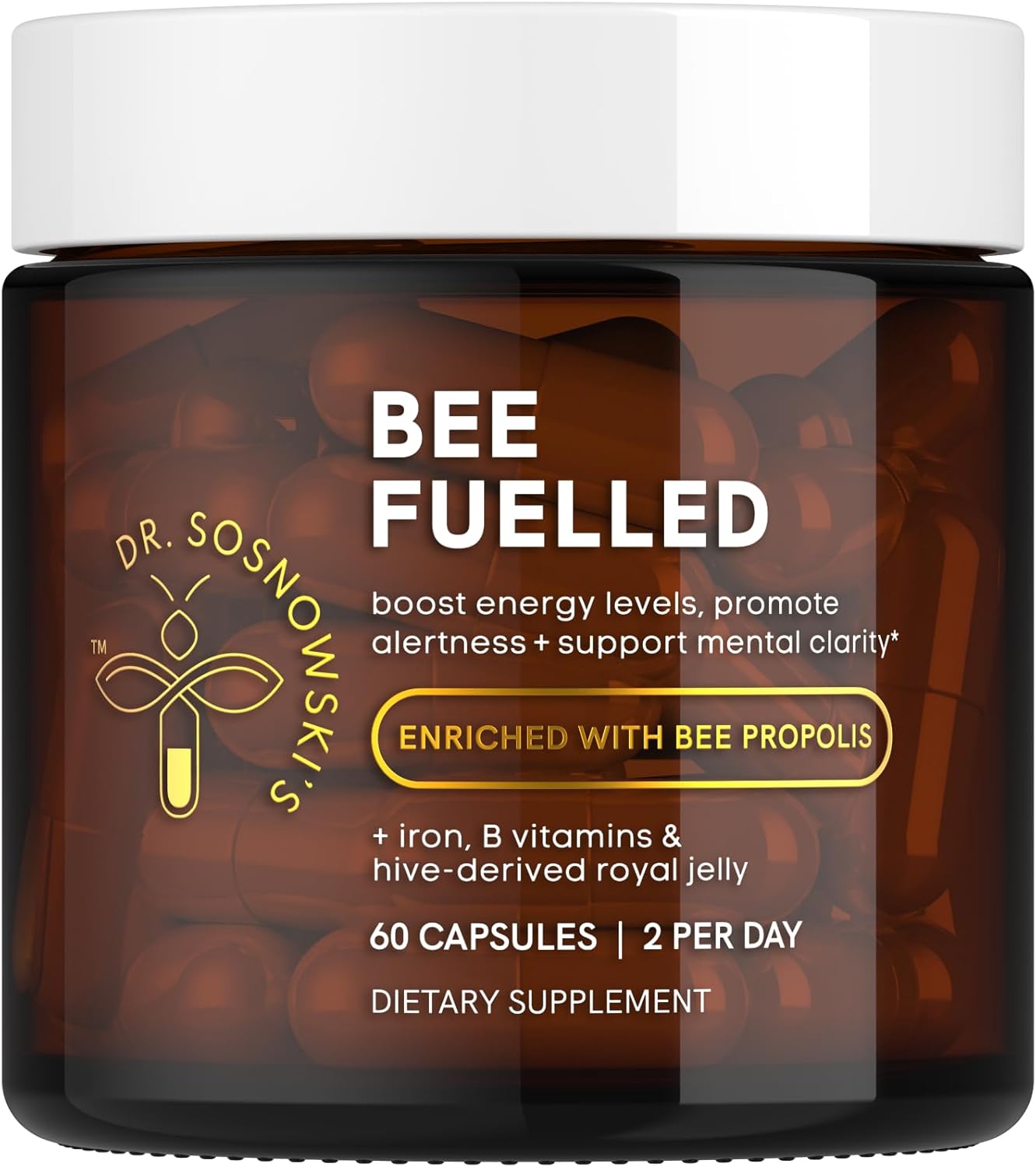 Dr. Sosnowski's Bee Fuelled Energy Supplement: Boost Mental & Physical Energy, 60 Vegetable Capsules