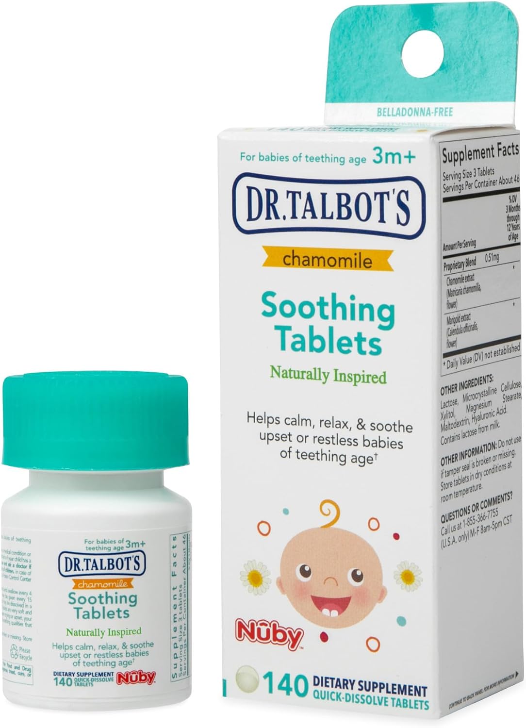 Dr. Talbot's Chamomile Quick Dissolve Tablets, 140 Count - Soothing Formula for Fast Relief
