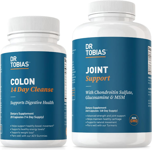 Dr. Tobias 14 Day Cleanse & Joint Support Supplement with Fiber, Probiotics, & Glucosamine - Gut & Joint Health for Men & Women