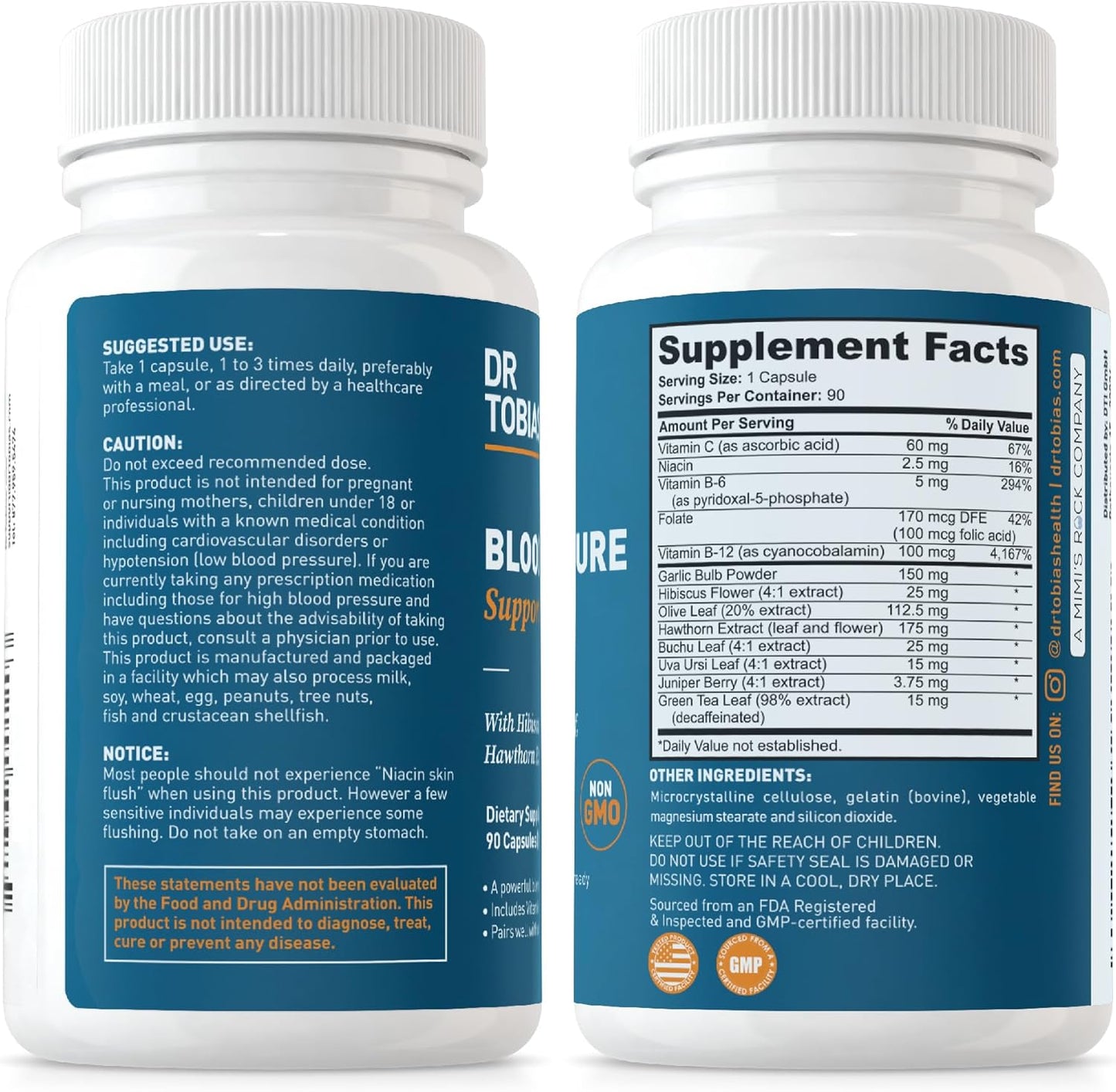 Dr. Tobias 14 Day Colon Cleanse with Blood Pressure Support - Fiber, Herbs, Probiotics - Hawthorn, Hibiscus - Gut & Circulatory Health