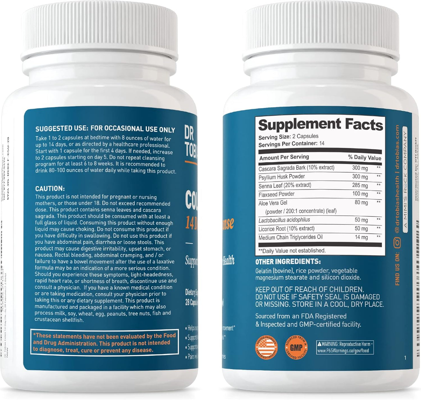 Dr. Tobias Colon & Liver Cleanse Supplements - 14 Day + 21 Day - Fiber, Herbs, Probiotics - Supports Gut & Liver Health
