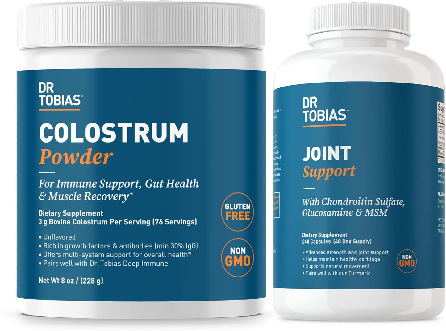 Dr. Tobias Joint Support Supplement with Colostrum Powder - Promotes Joint Mobility, Cartilage Health, and Immune Function - Non-GMO Formula