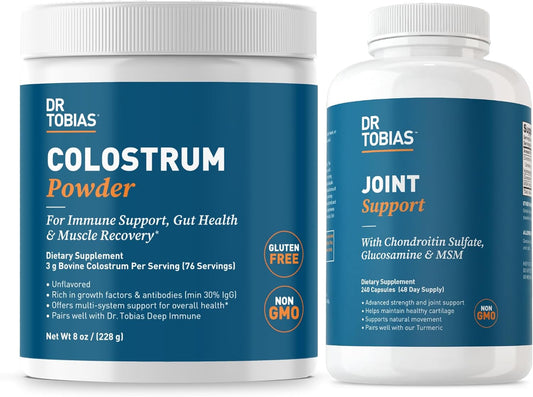 Dr. Tobias Joint Support Supplement with Colostrum Powder - Promotes Joint Mobility, Cartilage Health, and Immune Function - Non-GMO Formula