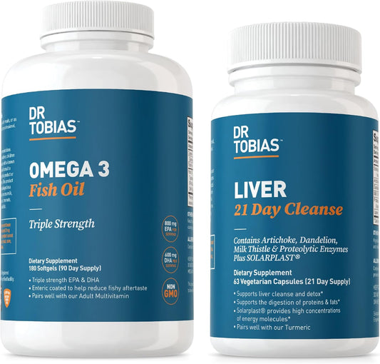 Dr. Tobias Omega-3 Fish Oil & Liver Cleanse Promotes Heart Health, Brain Function, Immune Support, and Detox - 21 Day Program