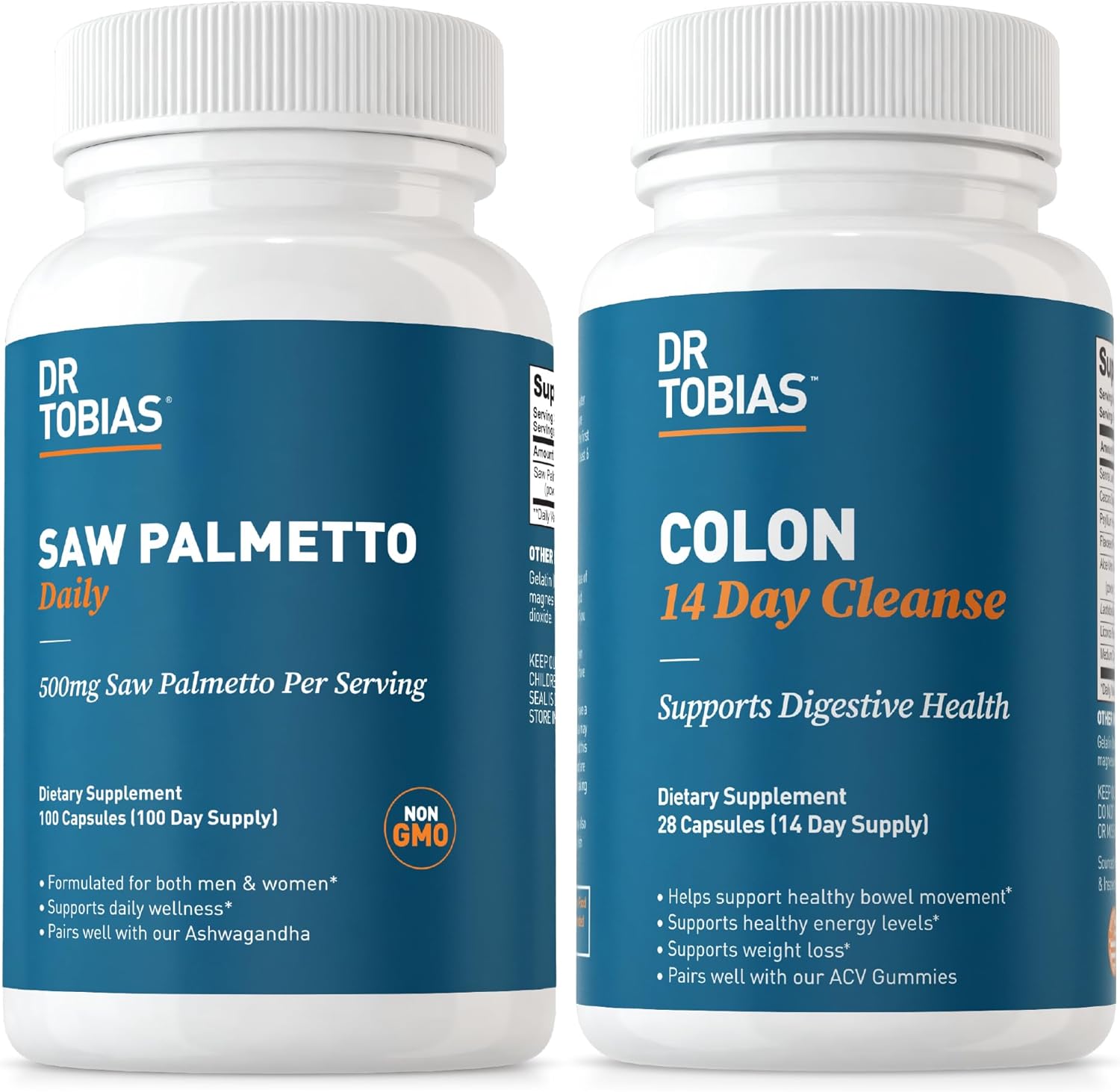 Dr. Tobias Saw Palmetto & Colon Cleanse for Gut & Urinary Health - Non-GMO, 14 Day Cleanse for Men and Women