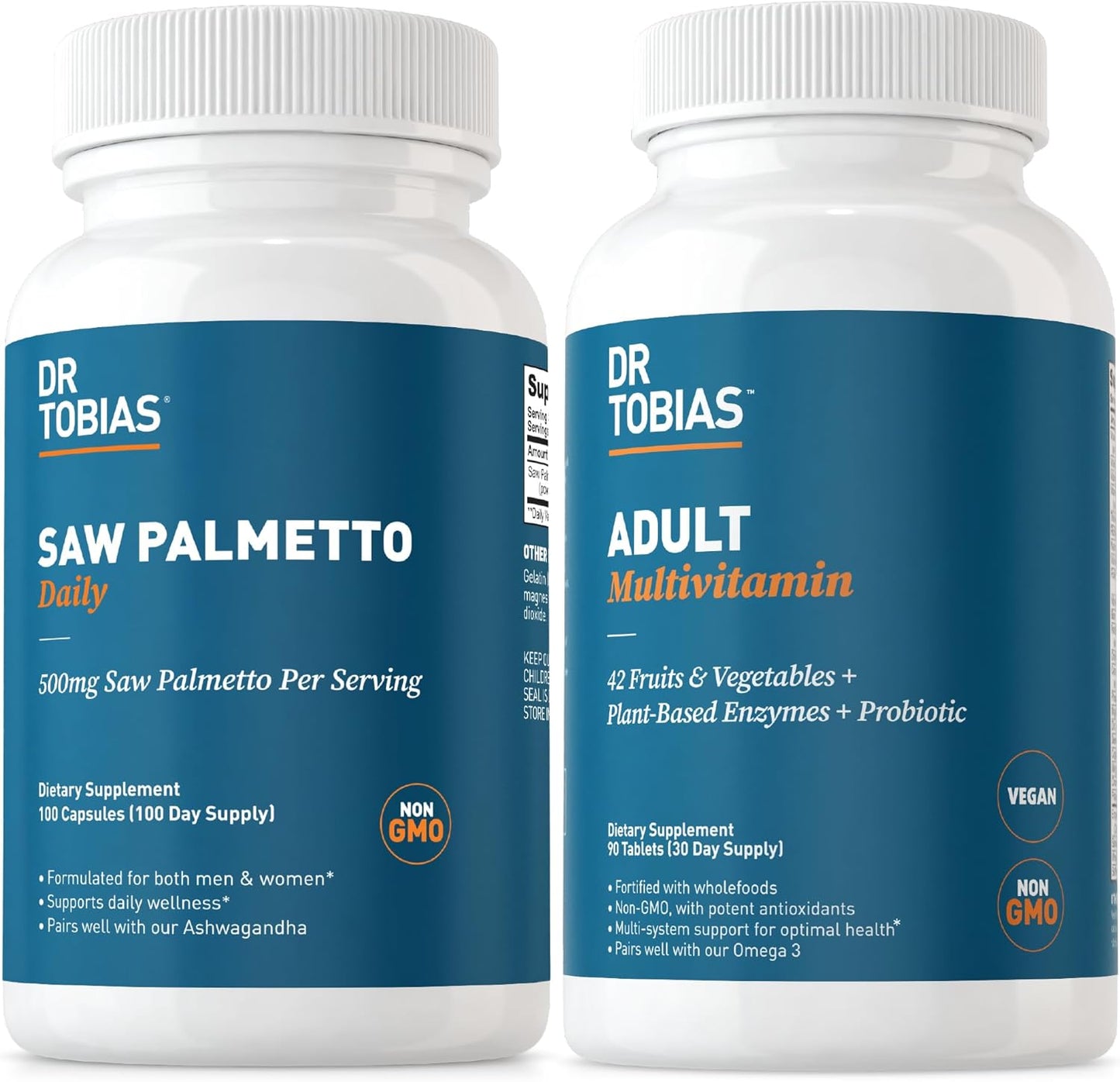 Dr. Tobias Saw Palmetto Multivitamin for Energy, Vitality, Urinary Health & Hormonal Balance - Non-GMO Formula for Adults