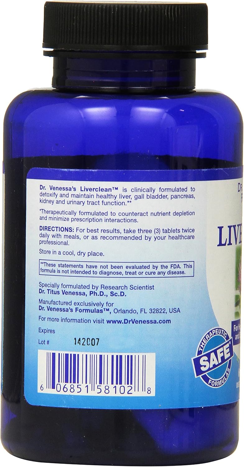 Dr. Venessa's Liver Clean Tablets - 60 Count Bottle for Liver Health and Detoxification