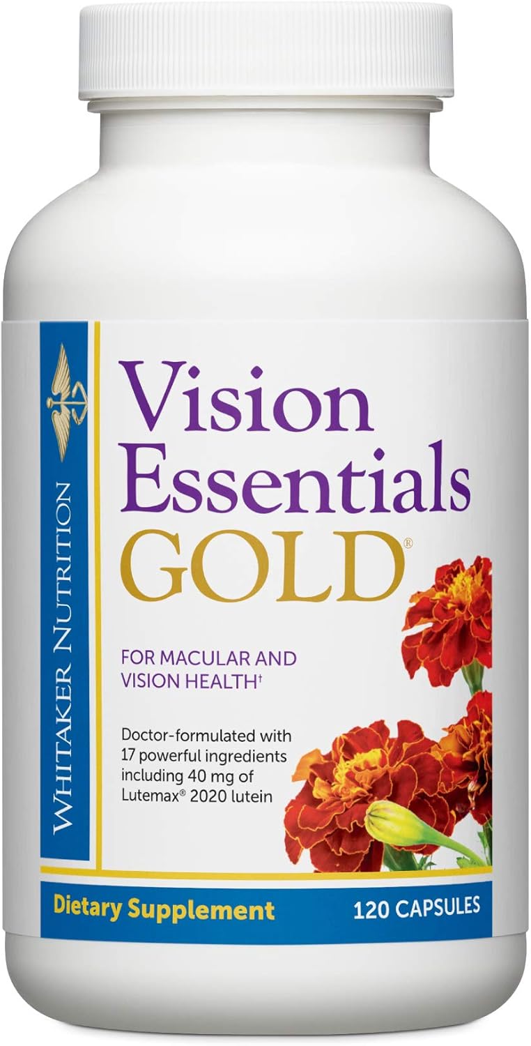 Dr. Whitaker Vision Essentials Gold: Eye Health Supplement with Lutein, Zeaxanthin, Taurine - Supports Macular Health, Blue Light Protection - 120 Capsules