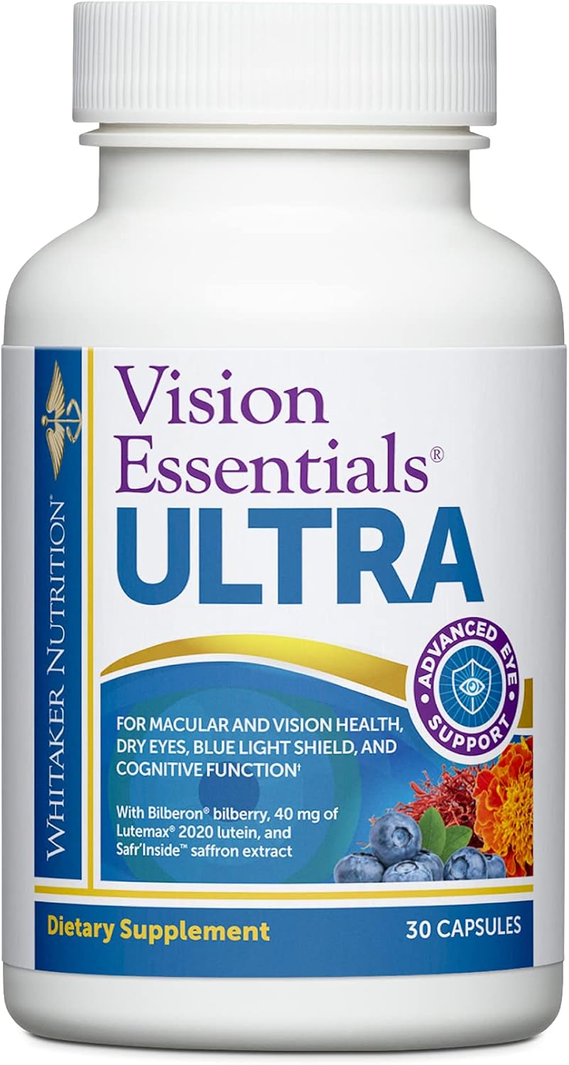 Dr. Whitaker's Vision Essentials Ultra: Complete Daily Support for Macula & Retina, Eye Strain, Ocular Pressure, Digital Fatigue & Mood