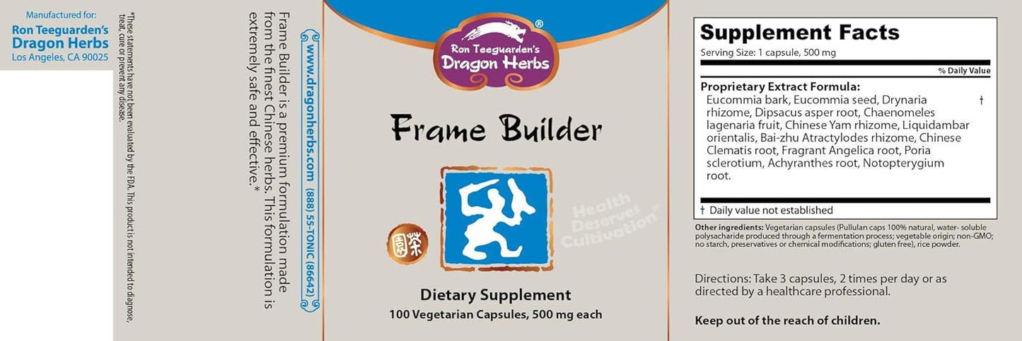 Dragon Herbs Frame Builder Capsules - 100 Capsules, 500mg - Herbal Supplement for Strengthening Bones and Joints