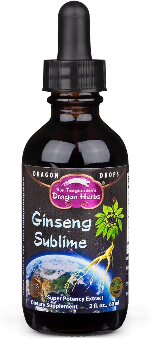Dragon Herbs Ginseng Sublime Drops - Natural Energy & Immune Support Supplement - American, Red, White Ginseng - 2 fl. oz